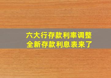 六大行存款利率调整 全新存款利息表来了